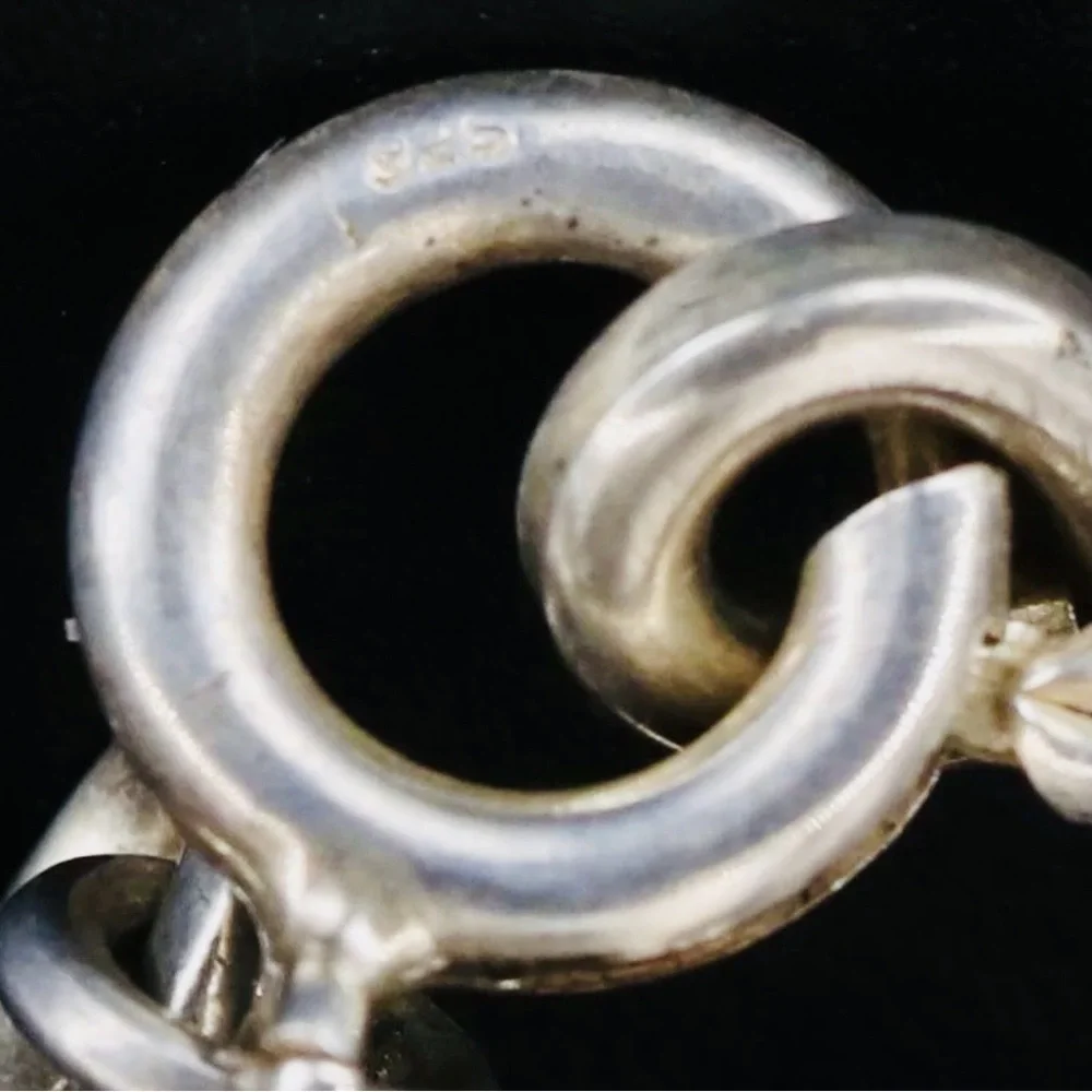 Vintage 925 Sterling Silver Engravable ID Bar Bracelet 7 Inch Ring Clasp - Picture 9 of 10